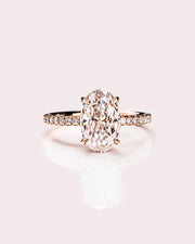Oval Cut Moissanite Hidden Halo Engagement Ring